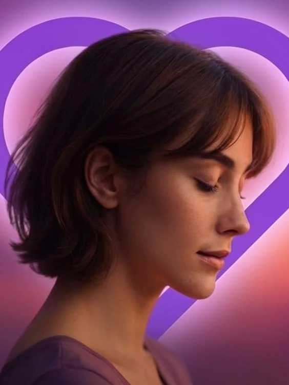 Hero image - femmes qui a les yeux fermés en profile sur un fond mauve