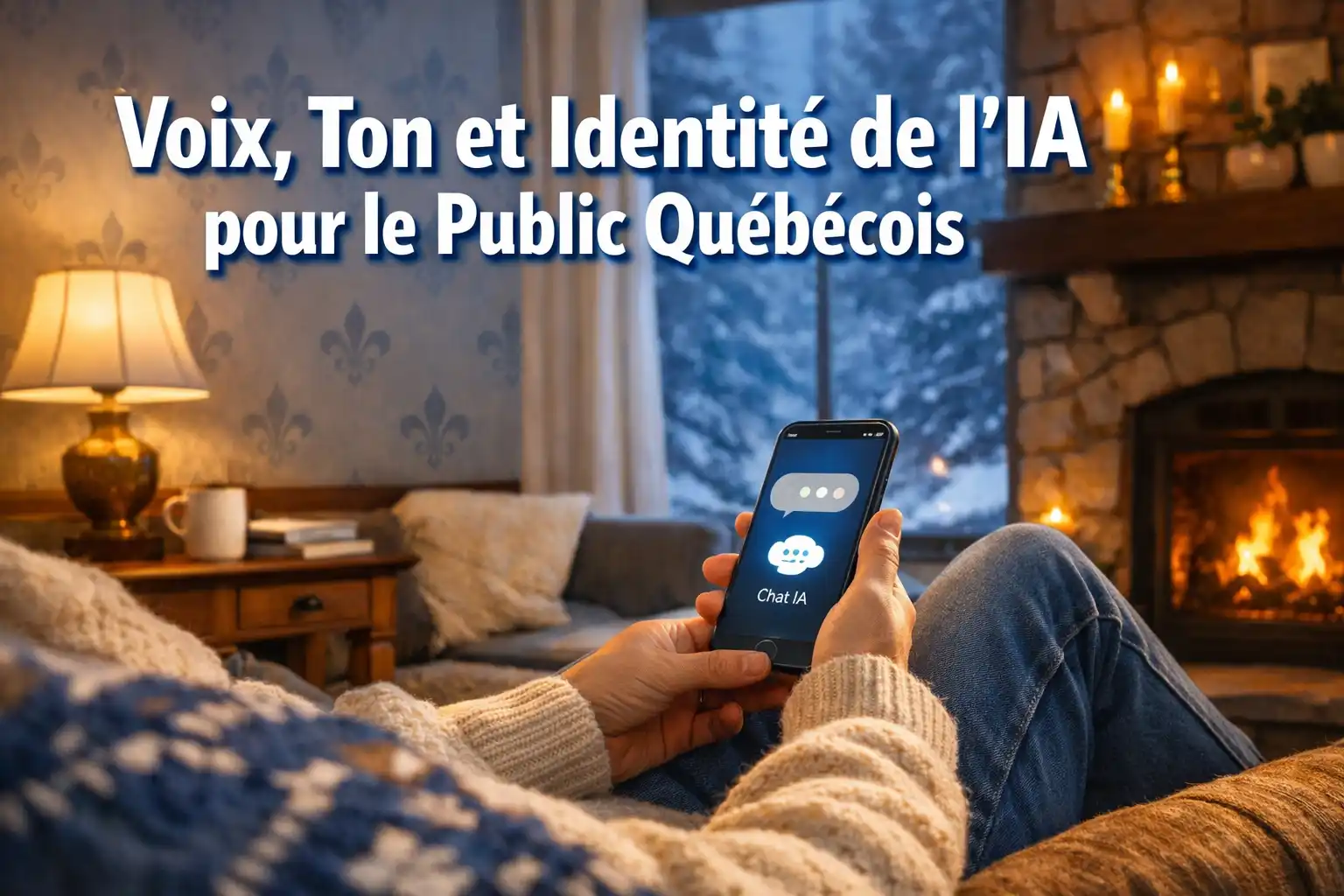 homme qui jase avec un companion IA qui décrit Voix, Ton et Identité de l'IA au Québec
